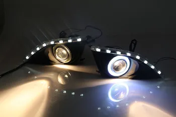 

eOsuns COB Angel eye + LED daytime running light DRL + halo Fog Lamp with Projector Lens for toyota corolla 2006-09