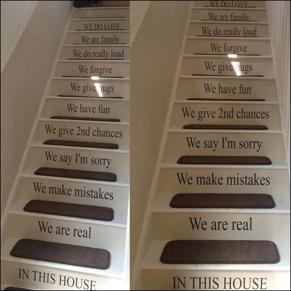 

STAIRS QUOTE IN THIS HOUSE RULES FAMILY LOVE WALL STICKER TRANSFER DECAL