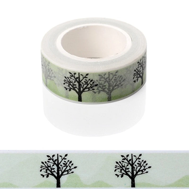 

1 PC 15mmx5m Tree Pattern Gold Foil Printing Japanese Washi Decorative Adhesive Tape Diy Masking Paper Tape Label Sticker