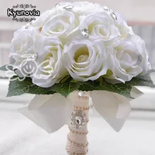 Kyunovia Искусственный Кот Роза Свадебные украшения цветок ручной работы Свадебный букет невесты Свадебный букет кристалл D66