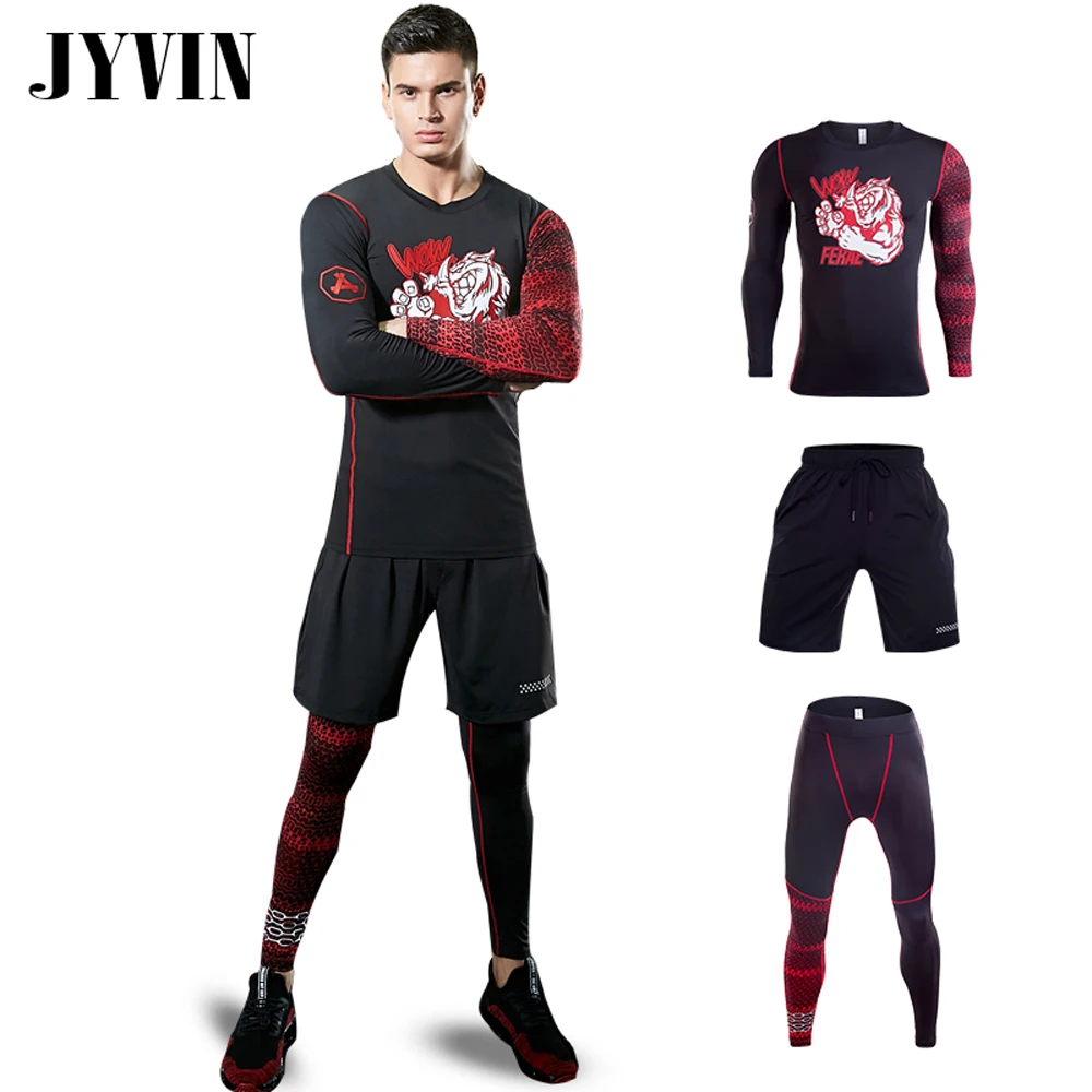 

Men's Compression GYM Tights Sports Sportswear Suits training Clothes Suits workout jogging Sports clothing Tracksuit Dry Fit