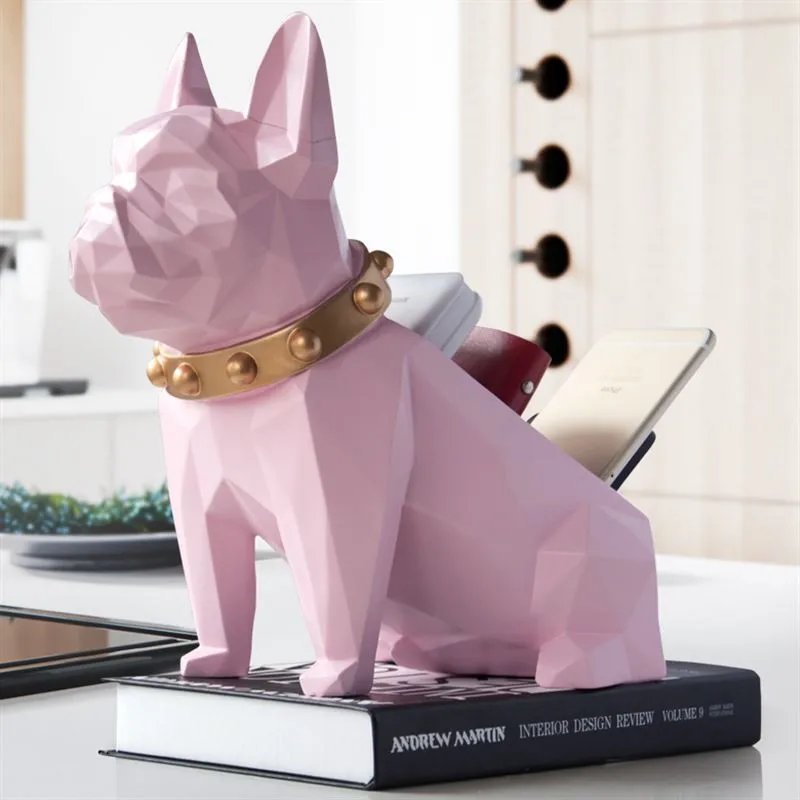 

Simulation Animals Bulldog Storage Box Dog Statue Resin Craftwork Desktop Decoration Office L2980