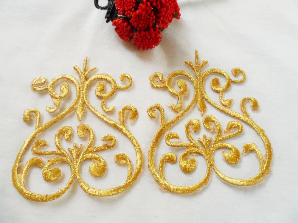 

20Pcs/lot Free shipping small golden patches Embroidered Iron On gold Patch Cloth paste for clothes bag DIY AC732