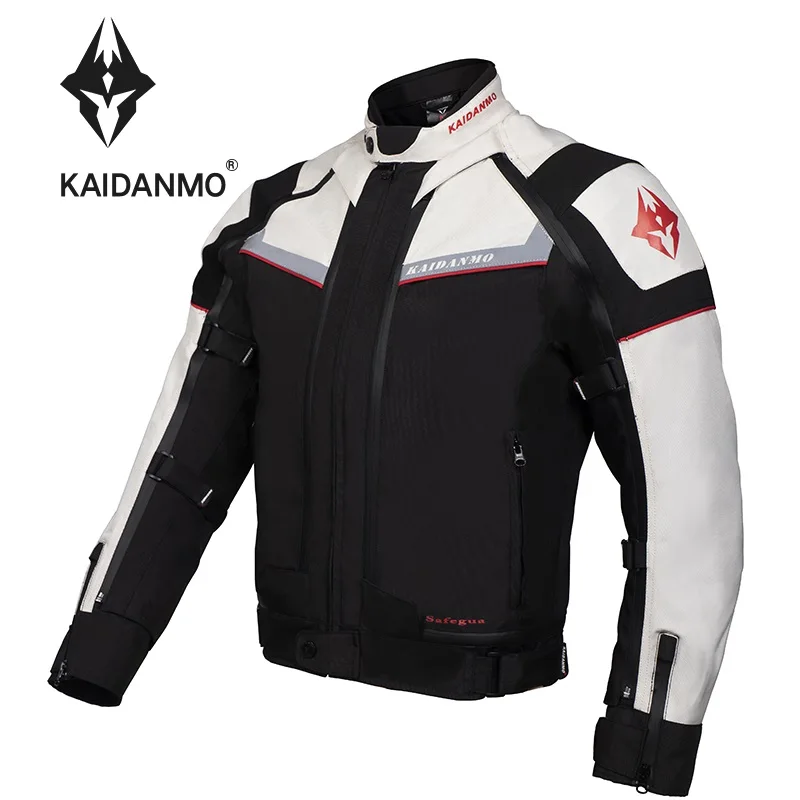 Куртки для мотогонок, ветрозащитные, водонепроницаемые, с 5 шт., четыре сезона, мужская зимняя куртка для мотогонок - Цвет: white red