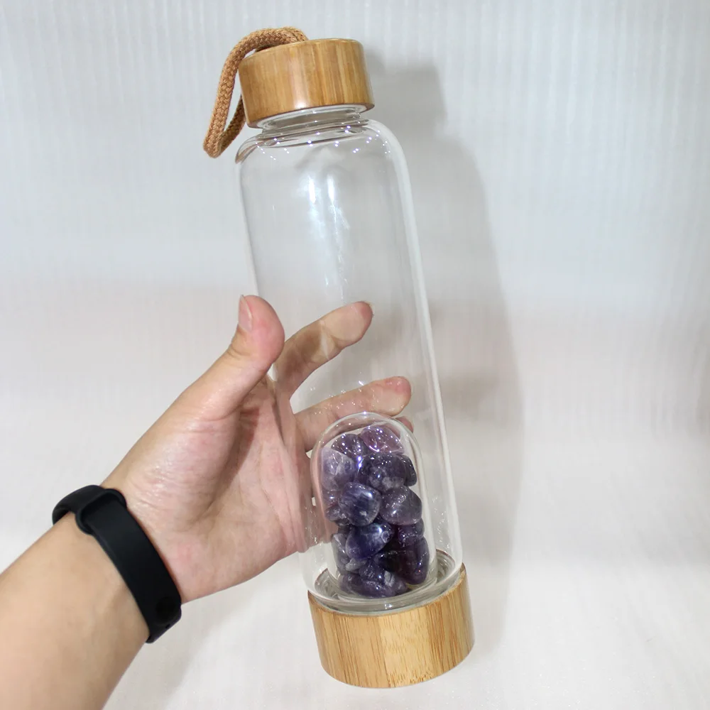 Креативный натуральный кристалл кварца стеклянная бутылка для воды гравий неправильной формы камень чашка точка исцеляющий Infused Elixir чашка для подарков