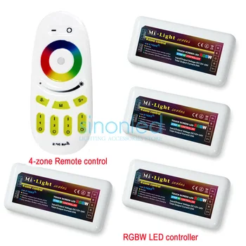 

Remote+4x RGBW LED Controller group control 2.4Ghz 4-Zone Wireless RF Touch Screen remote For 5050 3528 RGBW Led Strip Light