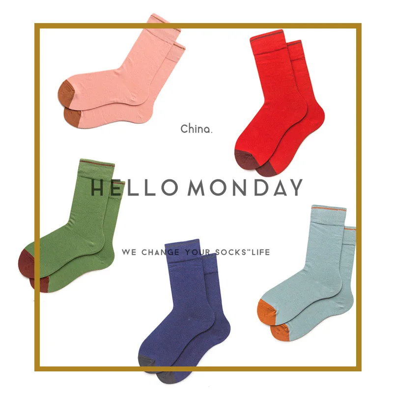 

High-end Mens Women Socks Set Autumn Winter Classic Solid patchwork Cotton Socks men Simple Style