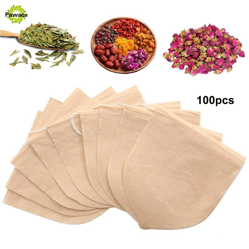 

100pcs/Lot Teabags 9.3x8.3cm Empty Scented Tea Bags With String Heal Seal Filter Paper for Herb Loose Bolsas de te