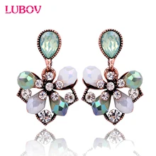 1 Pair Gorgeous Elegant Flower Petals Stud Earrings Fashion Women Rhinestone Party Jewelry Gift for Girlfriend
