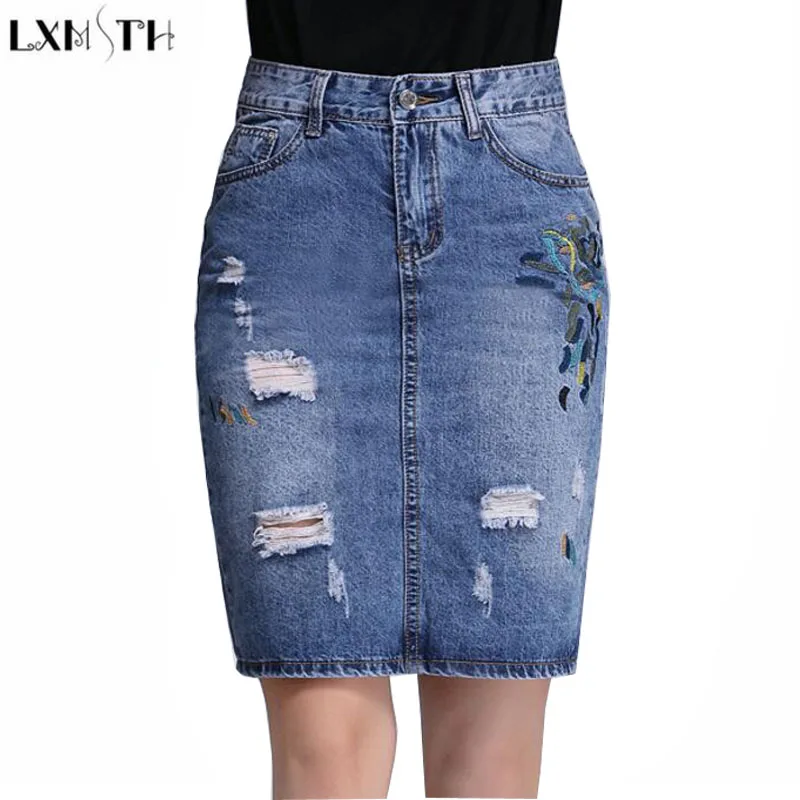 Online Get Cheap Knee Length Denim Skirts -Aliexpress.com ...