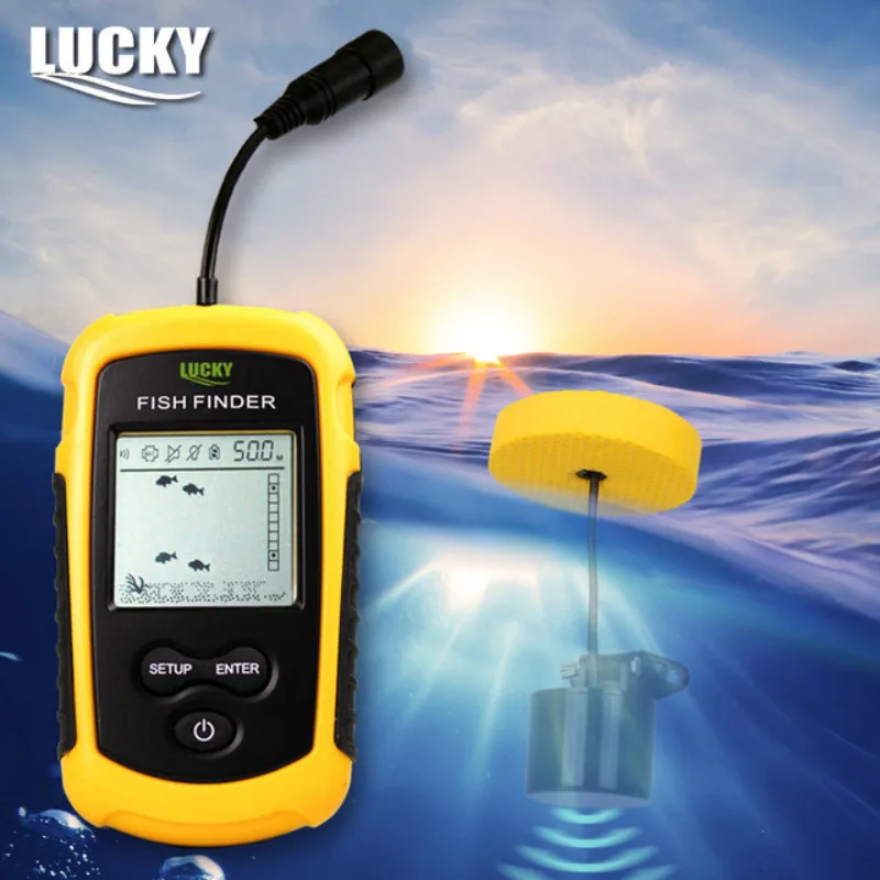 

Lucky Echo Sounder Portable Fishfinder Sonar Alarm Fish Finder Sensor Depth Finder 0.7-100M Transducer Russian Menu FF1108-1 #B3