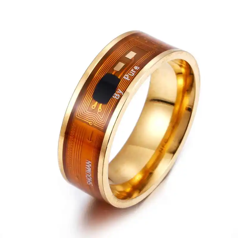 Anillo inteligente de acero inoxidable con NFC para hombre