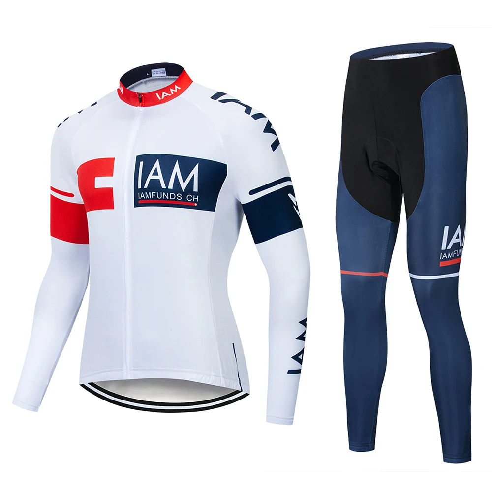 

Spring fall 2019 Pro team IAM cycling jersey men's long sleeve quick drying thin cloth cycling jersey cycling jersey gel