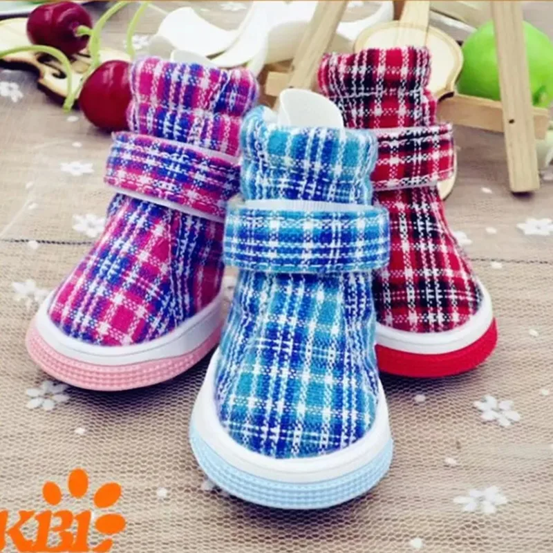 Small Dog Shoes Plaid Pet Shoes for Dogs Cats Spring And Autumn Boots