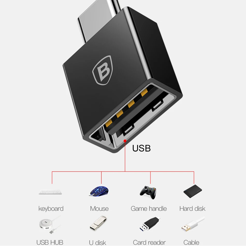 Baseus TYPE C Мужской к USB Женский Кабель адаптер конвертер для USB C к USB(Мужской к женскому) Зарядное устройство штекер OTG адаптер конвертер