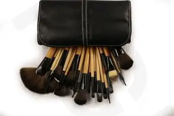 

50sets/Lot Professional Soft 24pcs Makeup Brushes Set Cosmetic Real Make Up Tools eyeshadow blush Set with Leather Bag