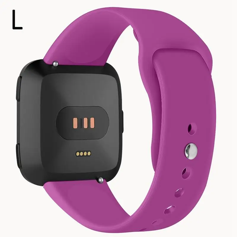 Сменный спортивный ремешок для Fitbit Versa/Versa Lite Edition из нержавеющей стали/мягкий силиконовый ремешок для наручных часов размера S/L для фитнес-часов - Цвет: Purple Red
