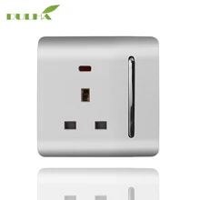 DULHA 13A 1 Gang UK Wall Sokcet Electrical 3-Pins Hole Sockets EU UK US AU Plug Outlet PC Panel With LED Light Free Shipping atlantic 3 color 3 pins hole eu uk universal sokcet crystal tempered glass 10a multifuncational universal wall socket big sale