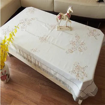 

Free Shipping Pastoral Style Rectangle linen Flowe Tablecloth Table Cover Coffee Dining Table Cloth For Wedding Gift Oil Proof