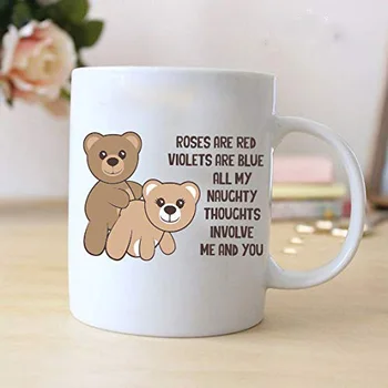 

Funny Teddy Bears Valentine Mug Gifts - Rose Are Red - Violet Are Blue - Valentine coffee mug - White, 11 ounces Coffee Mug, Gif