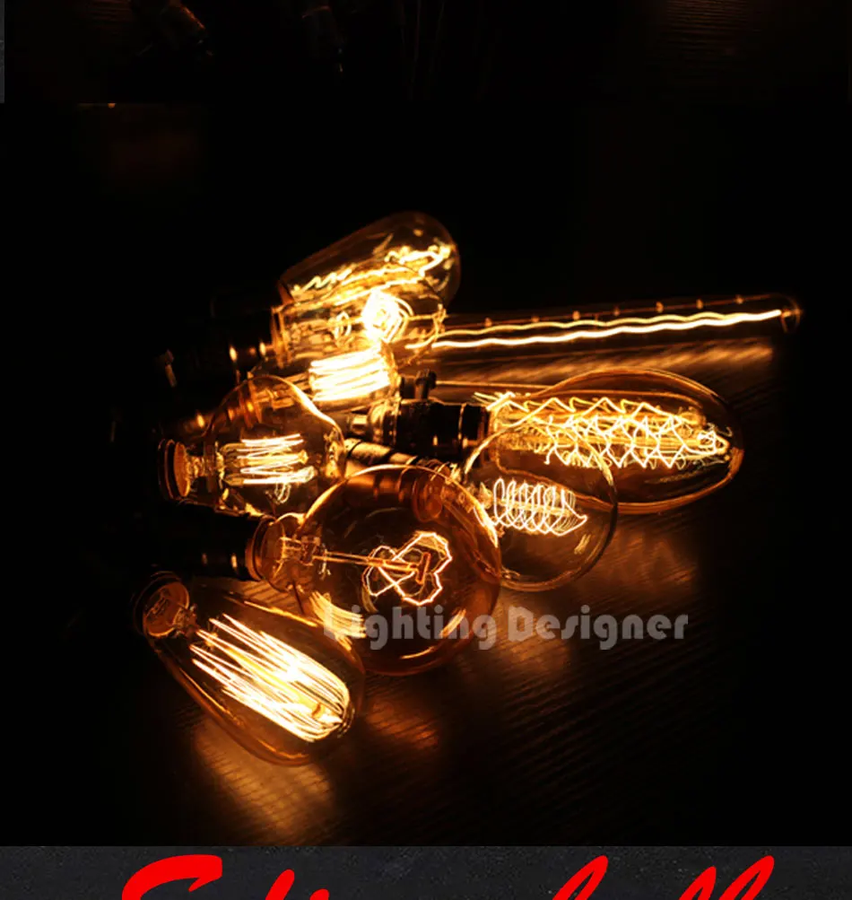 Винтаж лампочка эдисона ST64 спираль лампа накаливания 220 v 40 W Ретро flament свет для домашнего декора G80 G95 G125 T300T9 A60 звезда
