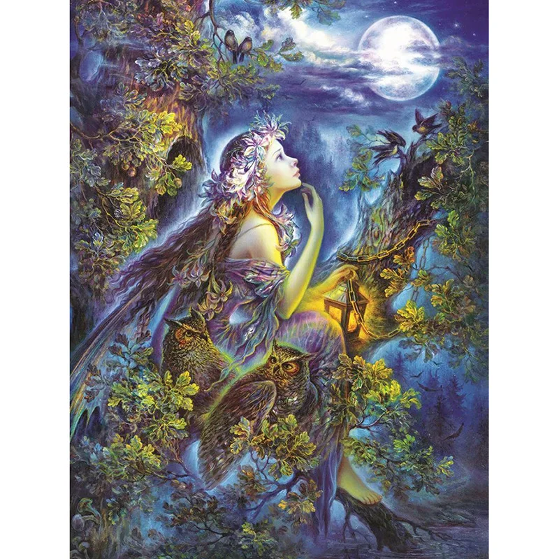 

5D DIY Diamond Painting Cross Stitch Diamond Embroidery Fairy With Moon Full Drill Rhinestone Mosaic Wall Decoration Gift