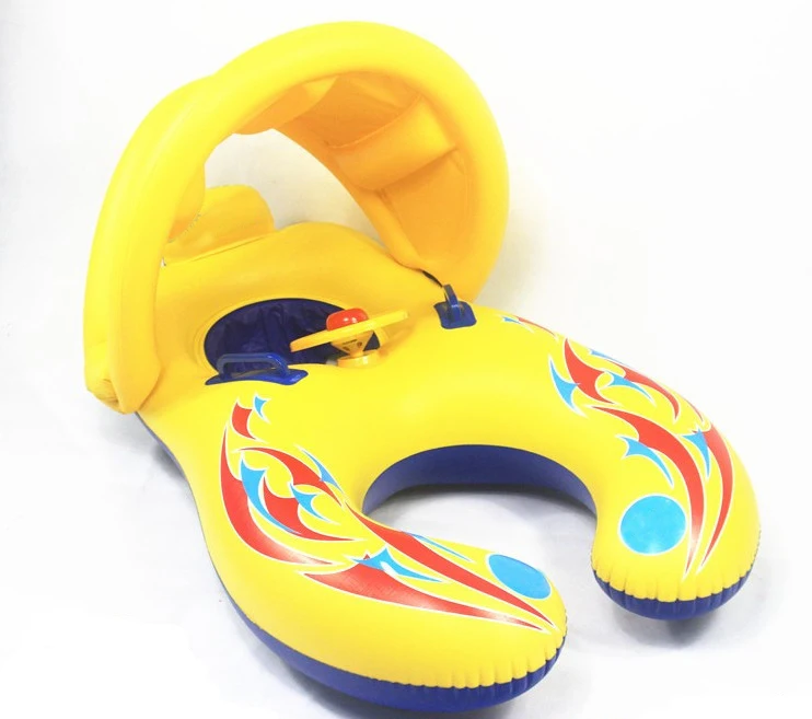 

Baby Kid Inflatable Swam Ring Outdoor Parent And Child Interaction Swin Toy Mother Son Beach Pool Lovely Boat Pvc