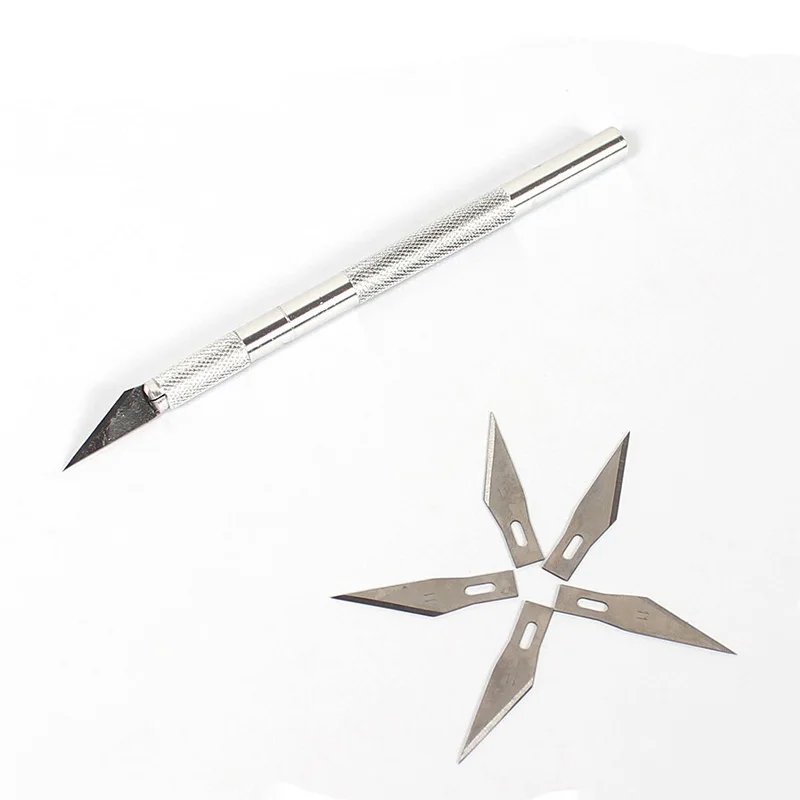 

Metal Handle Hobby Knife/cutter knife / craft knife / pen cutter+ 5pcs Blade Knives set for PCB Phone Repair DIY tool