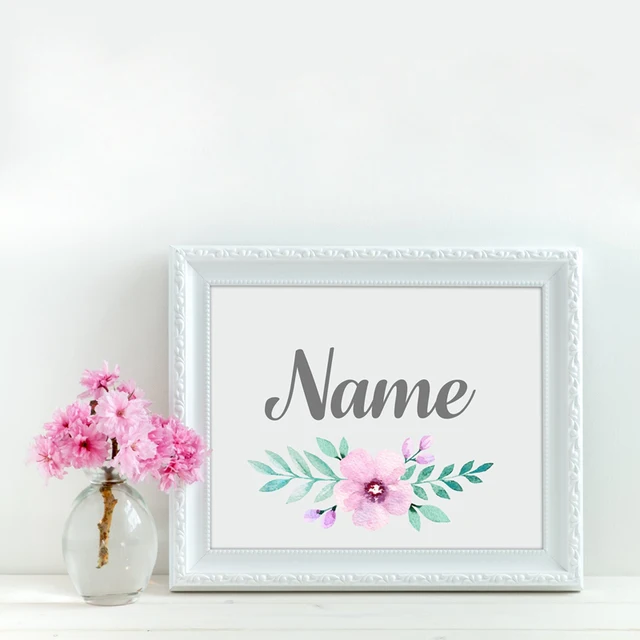 Custom S Name With Flower Canvas Art Painting And Poster Custom S Name With Flower Canvas Art Painting And Poster Personalized Baby Gift