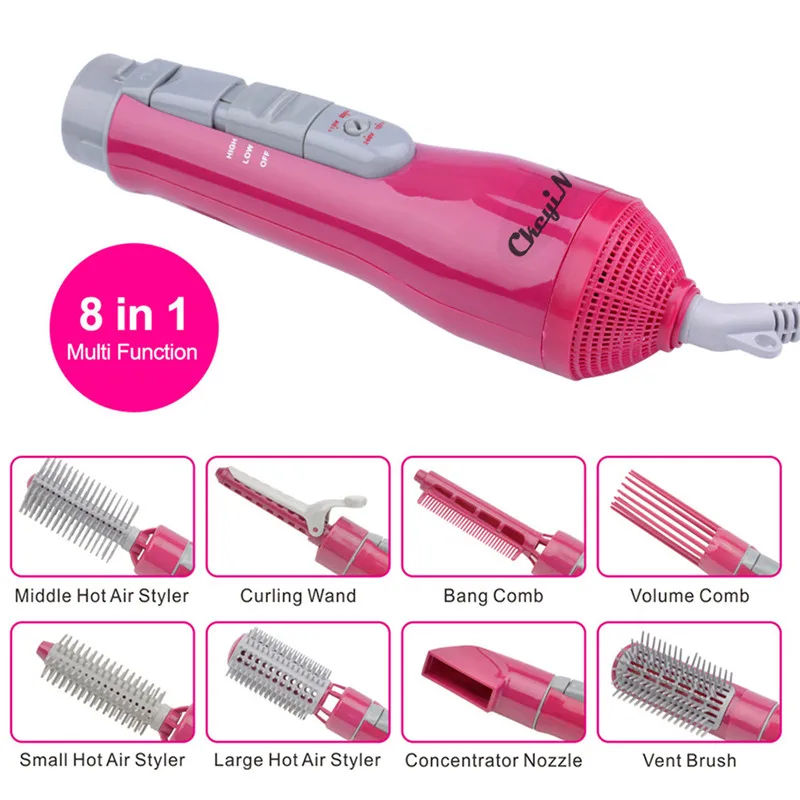 8-in-1 Multifunctional Electric Hair Dryer Brush Blow Dryer Rotating Comb Brush Straightening Hair Curler Styling Tools pj