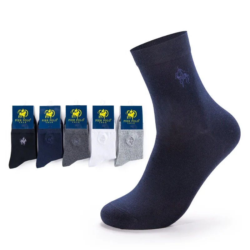 10 пар/лот, PIER POLO, брендовые хлопковые носки для мужчин, деловая одежда высокого качества, черные, белые, одноцветные мужские носки, подарки