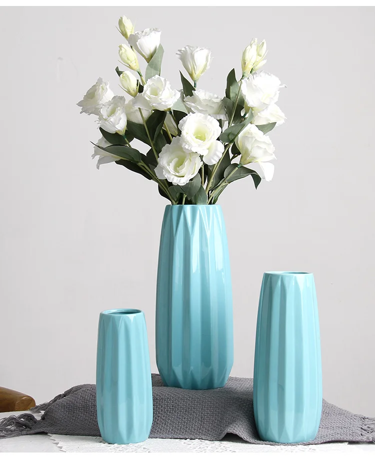 Модный стиль белая/синяя/Розовая керамическая ваза для цветов креативное украшение дома Настольная Ваза изделия ручной работы креативный подарок