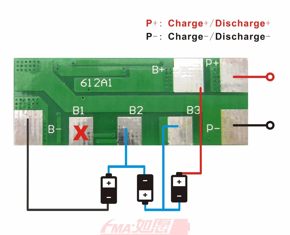 Модуль цепи защиты квадратный PCM для 3S 10,8 v 11,1 v Li-ion Li-Po зарядка/разрядка/контроль короткого замыкания 4-7A SMF