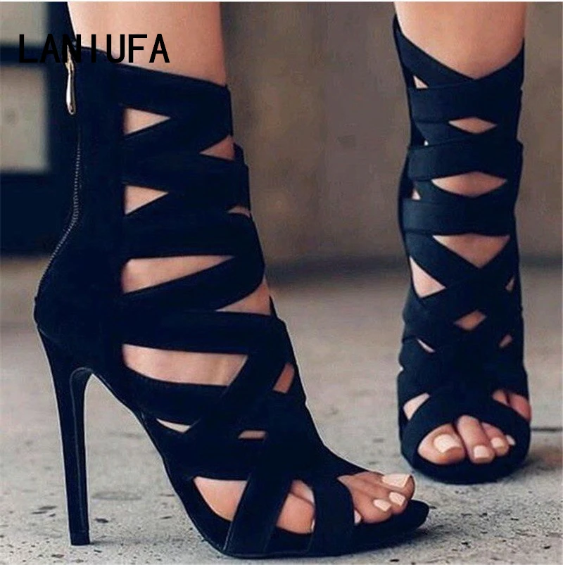 

Big size 34-43 New 2019 Women Heeled Sandals stretchy Bandage Ankle Strap Pumps Super High Heels stiletto Heels Lady Shoes #270