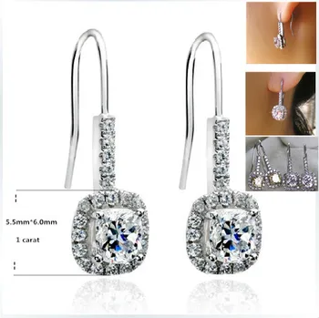 

1Ct/piece Diamonds Earrings for Gentlewomen 925 Sterling Silver White Gold Color Earring for Girlfriend Best gift