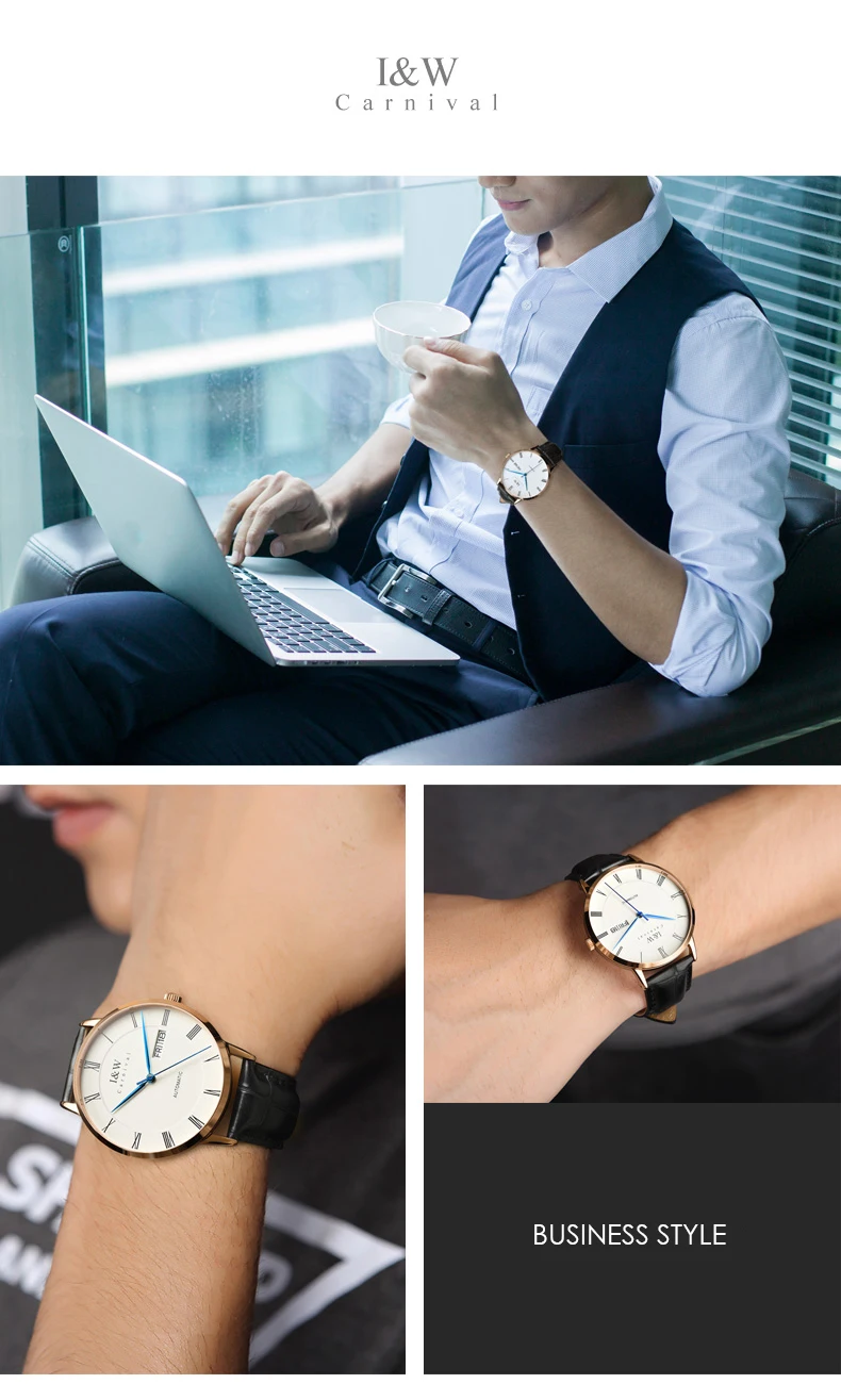 Карнавал римская коллекция синие мужские механические часы лучший бренд класса люкс Высокое качество движение Мужчины t бизнес классические мужские часы