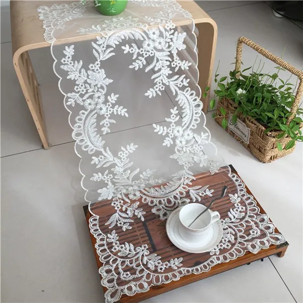 المطرزة الدانتيل الجدول عداء التلفزيون مقاعد البدلاء موقف نهاية الجدول غطاء الديكور 40 سنتيمتر x 92 سنتيمتر/95 سنتيمتر 16 أنماط شفافة