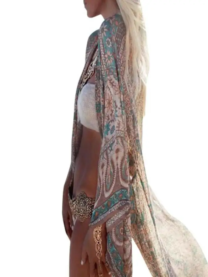 Womail Women Floral Print Chiffon Loose Shawl Kimono Cardigan Top Cover up Shirt Blouse Femmer Winter Warm Color Coats 18JULY31 Coats