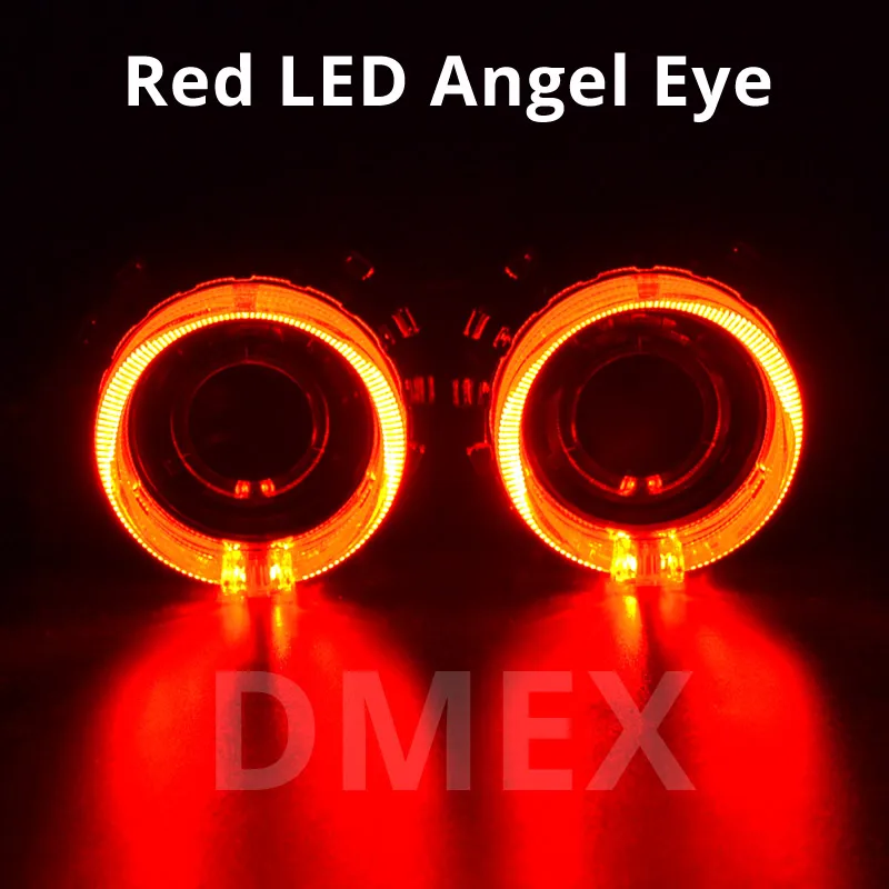 DMEX 2,5 дюймов биксенон H1 HID фары проектор Объектив с светодиодный ангельские глазки с светодиодный дьявол глаза костюм для H4 H7 фар Дом - Цвет: Red Angel Eye