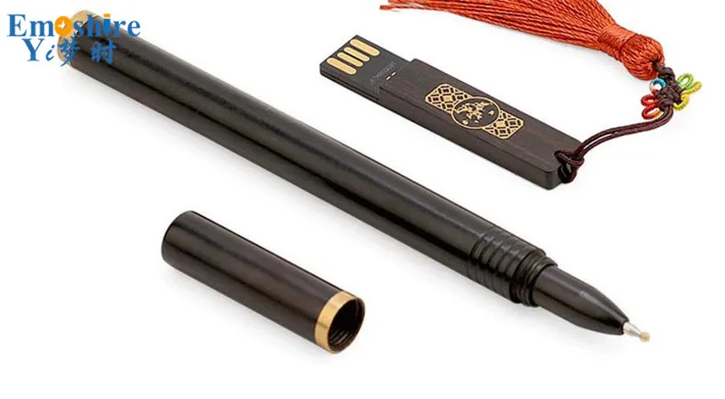 Emoshire Wooden signature pen U disk set mahogany water pen creative office gifts Chinese wind neutral pen wood U disk custom (13)