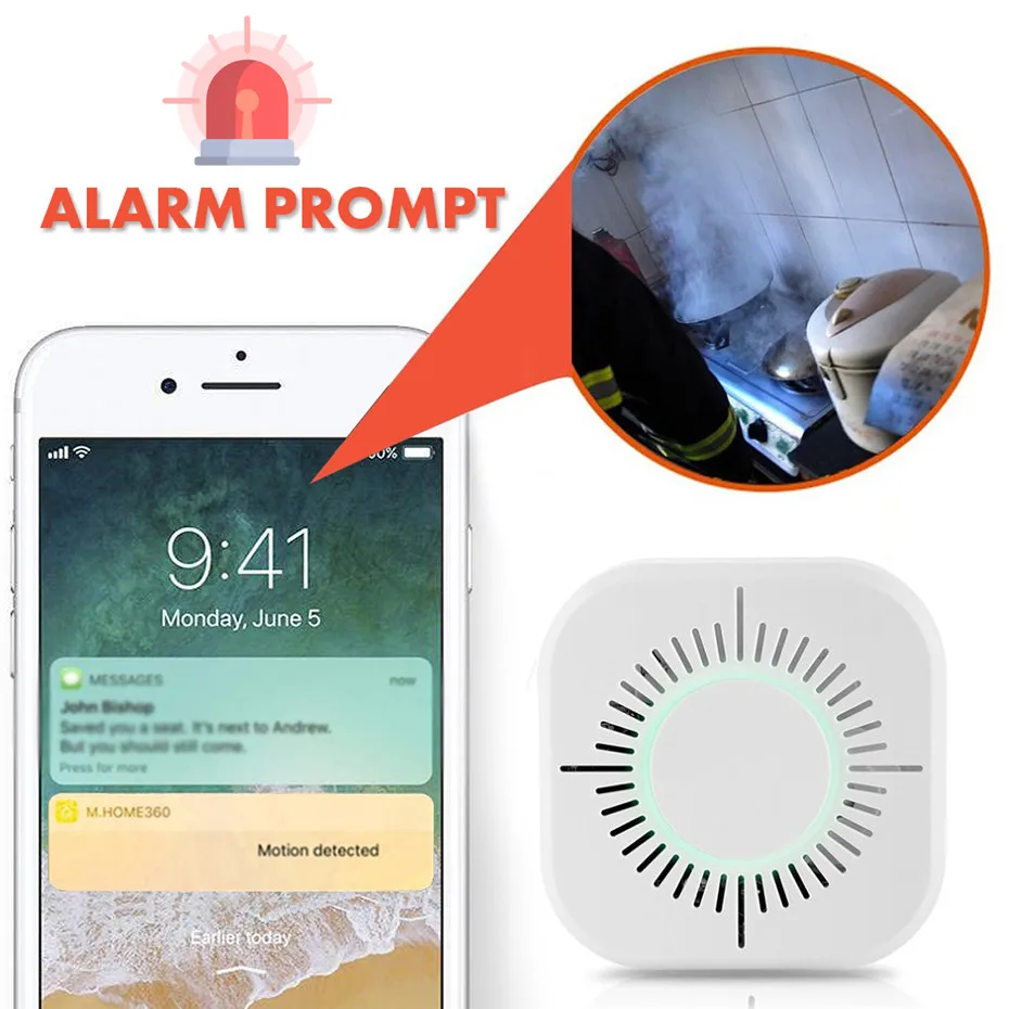 ---3Pcs Smoke Detector Wireless 433MHz Fire Security Protection Alarm Sensor for Smart Home Automation, Work with Sonoff RF Bridge