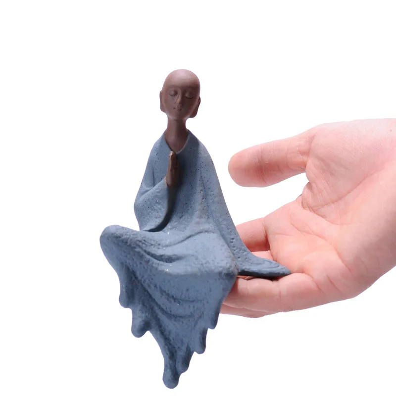 Estatuillas de arcilla púrpura monje Buda sentado estatuas zen adornos creativos decoración del hogar figura de regalo monje manualidades de mesa Estatuillas de arcilla púrpura monje Buda sentado estatuas zen adornos creativos decoración del hogar figura de regalo monje manualidades de mesa