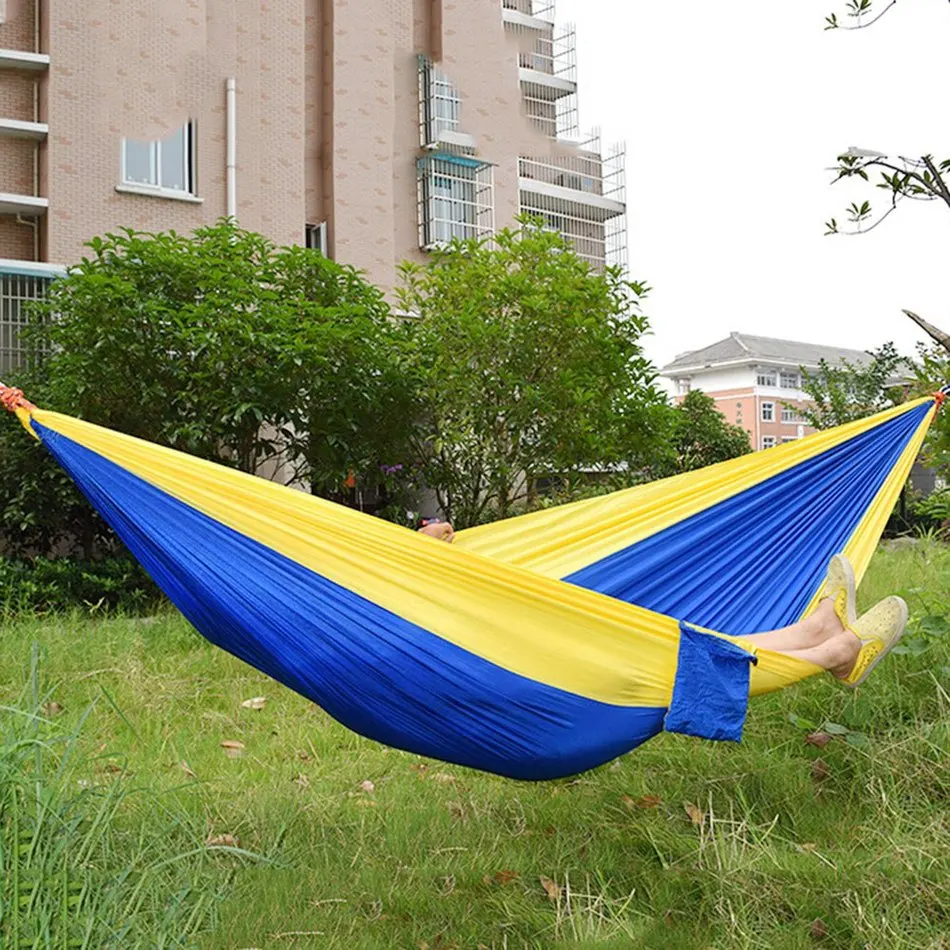 Multi Color In Options Double Person Assorted Color Portable Parachute Nylon Fabric Hammock For Indoor Outdoor