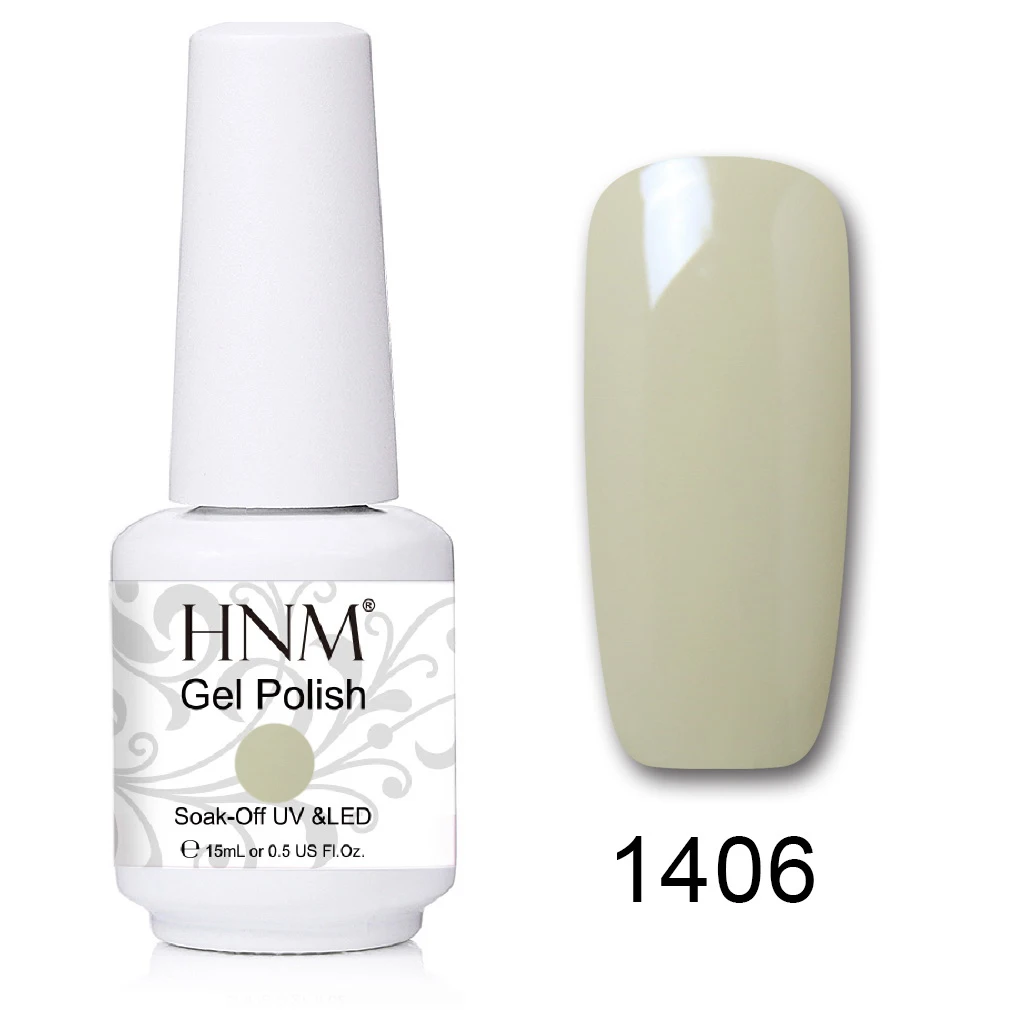 HNM 241 Colors 15ml Pure Glitter UV Gel Nail Polish Soak Off Primer LED Lamp GelLak Hybrid Varnish For Nails Art Enamel Lacquer - Цвет: 1406