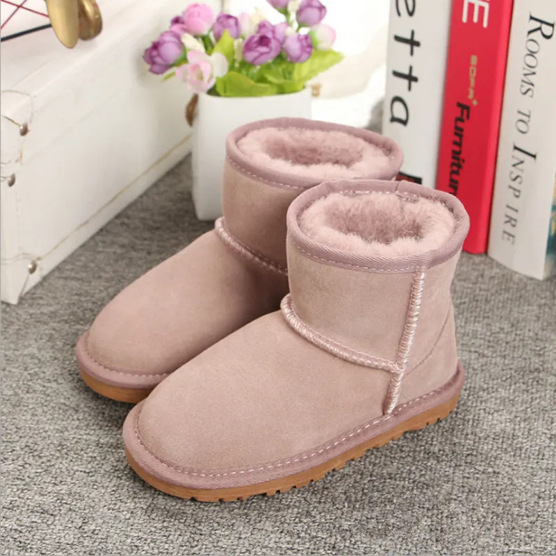 Boys and Girls Australia Style Kids Snow Boots Waterproof Slip-on Children Winter Cow Leather Boots Brand Ivg EU 21-35