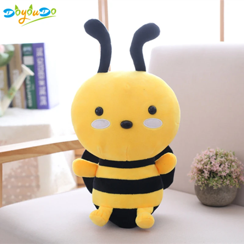 Kawaii Honeybee Plush Toy Lovely Bee with Wings Soft Stuffed Baby Dolls Kids Gif 