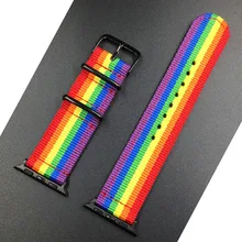 Тканый нейлоновый ремешок браслет Ремешки для наручных часов iWatch 1/2/3/4 для наручных часов Apple Watch 38-44 мм, Заводское производство, лента с диагностический разъём адаптер радужной расцветки