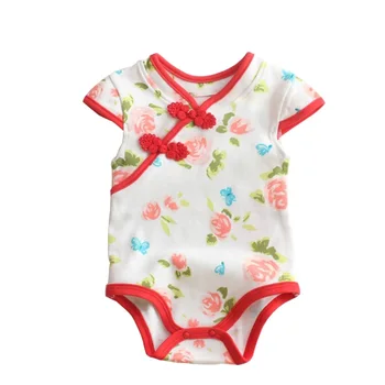

Fashion Summer Baby Rompers Baby Girl Clothes Short Sleeve Cheongsam Floral Cotton Baby Costume Infant Clothing Jumpsuit Bebes
