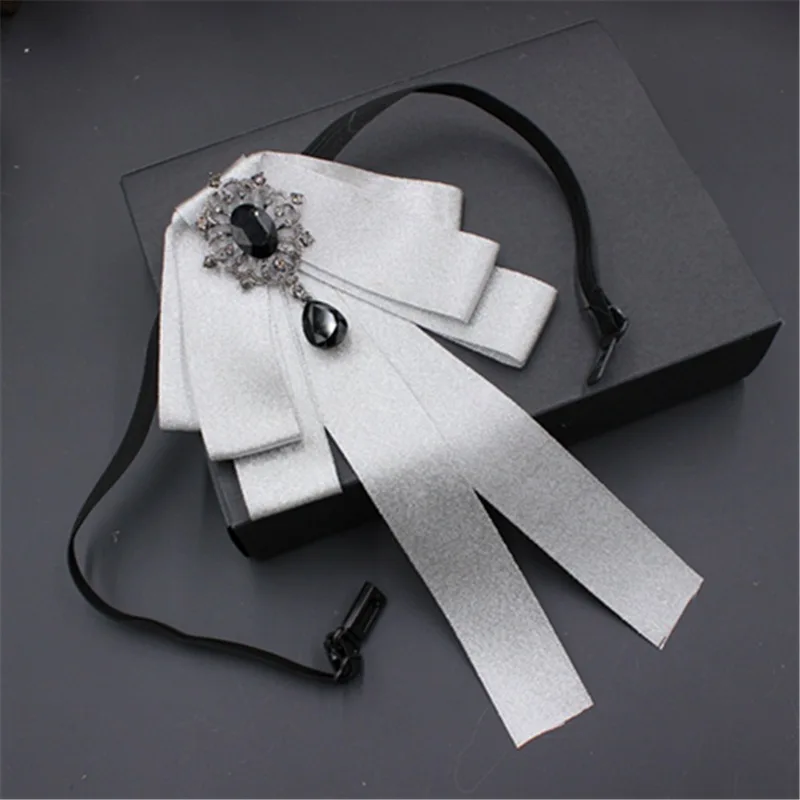 

2024 Men Neck Collar Shirt Bow Tie Cravat Handmade Women Elastic Band Clip Alloy Rhinestone Crystal Preppy Uniform Ribbon Bowtie