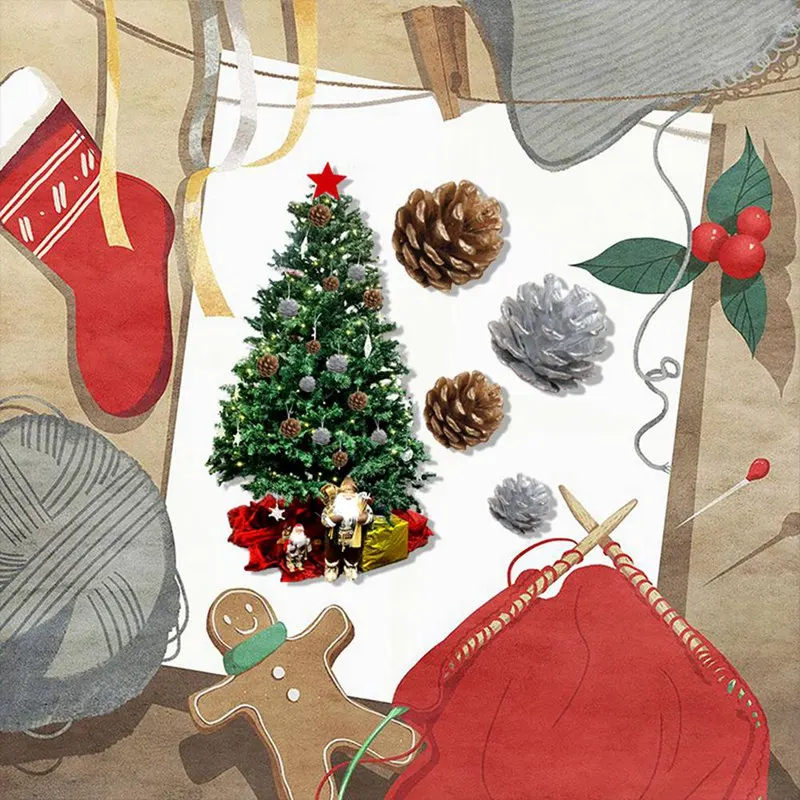 9 шт. золотые рождественские украшения сосновые шишки DIY рождественская елка подвеска с героем аниме предметы интерьера для рождественской вечеринки